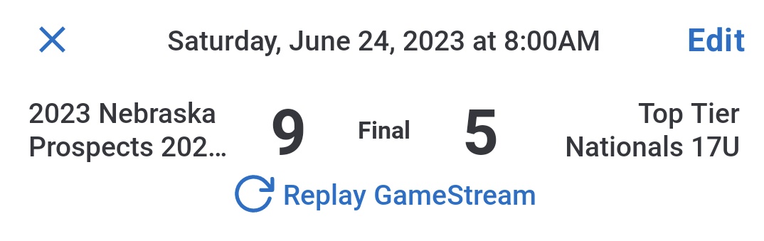 Nebraska Prospects Baseball Club (@prospects_ne) on Twitter photo 2024 Midwest beat top Tier 9-4 @CreeksideBase to finish 4-1.
<a href="/JakeSmo5/">Jake Smolinski</a> 2-4 RBI 3B
<a href="/SkoufisNiko/">Niko Skoufis</a> 1-2 RBI
<a href="/ctd_isaiah/">Isaiah O’Brien</a> 1-1 2RBI
<a href="/cartera_5/">Carter Alexander</a> 2-3
<a href="/_Dominic_Thomas/">Dominic Thomas</a> 1-2
<a href="/Hoffman4_cj/">CJ Hoffman</a> 5IP ER Win 2024 Midwest beat top Tier 9-4 @CreeksideBase to finish 4-1.
<a href="/JakeSmo5/">Jake Smolinski</a> 2-4 RBI 3B
<a href="/SkoufisNiko/">Niko Skoufis</a> 1-2 RBI
<a href="/ctd_isaiah/">Isaiah O’Brien</a> 1-1 2RBI
<a href="/cartera_5/">Carter Alexander</a> 2-3
<a href="/_Dominic_Thomas/">Dominic Thomas</a> 1-2
<a href="/Hoffman4_cj/">CJ Hoffman</a> 5IP ER Win