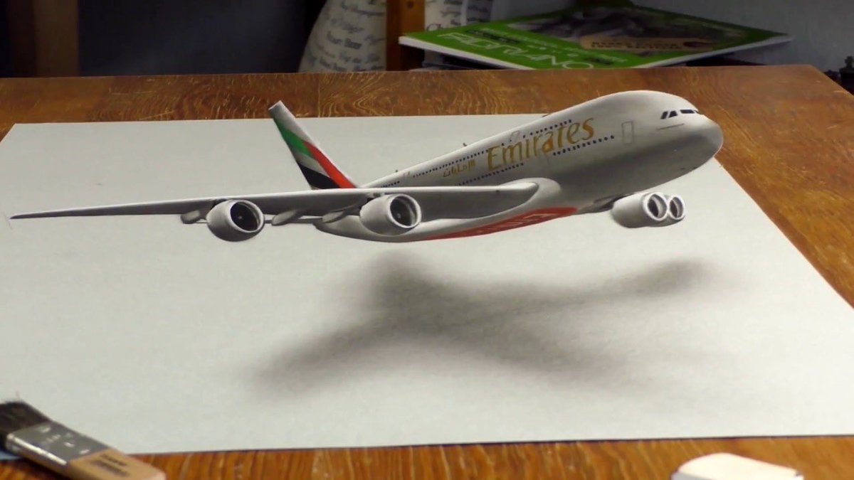 My painting..3D airplane emirates @artdubai @WorldArtDubai @artdubai