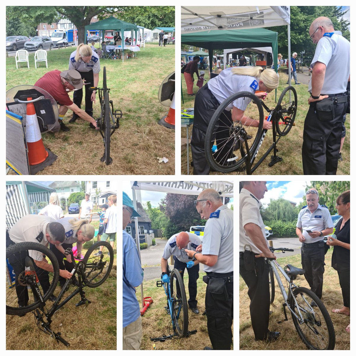 #Kingston STT have spent the day #engaging & #bikemarking in #WorcesterPark at #Maeldune Fair. Great weather for it, a really good event & 16 bikes marked. #StaySafe #CrimePrevention