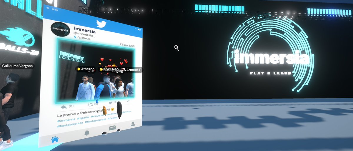 Immersia ❄️ (@_immersia) on Twitter photo Merci à nos invités qui ont participé à notre premier media immersif dont le sujet était le metaverse !
Big up <a href="/G_Vergnas/">Guillaume Vergnas</a>, <a href="/Workadventure_/">WorkAdventure ☕️</a>, <a href="/Metadventure_/">Metadventure</a> d'avoir partagé vos connaissances.
Merci aux participants pour votre bonne humeur, on avance ensemble.
#Humanconvergence Merci à nos invités qui ont participé à notre premier media immersif dont le sujet était le metaverse !
Big up <a href="/G_Vergnas/">Guillaume Vergnas</a>, <a href="/Workadventure_/">WorkAdventure ☕️</a>, <a href="/Metadventure_/">Metadventure</a> d'avoir partagé vos connaissances.
Merci aux participants pour votre bonne humeur, on avance ensemble.
#Humanconvergence