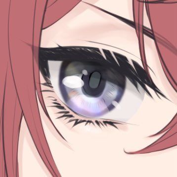 eye focus 1girl solo red hair close-up bangs looking at viewer  illustration images