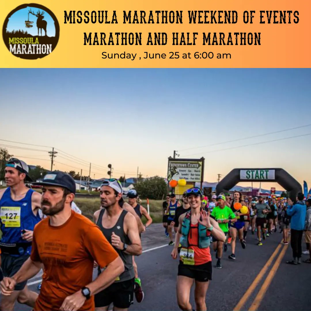 🎆Now for the main event!🎆

It's time for the grande finale- tomorrow is the Missoula Marathon and Half Marathon! Join us on June 25 at 8:00 am. 

🎆Marathon info:buff.ly/3NjkEKs 
🎆Half Marathon info:buff.ly/3No07EF