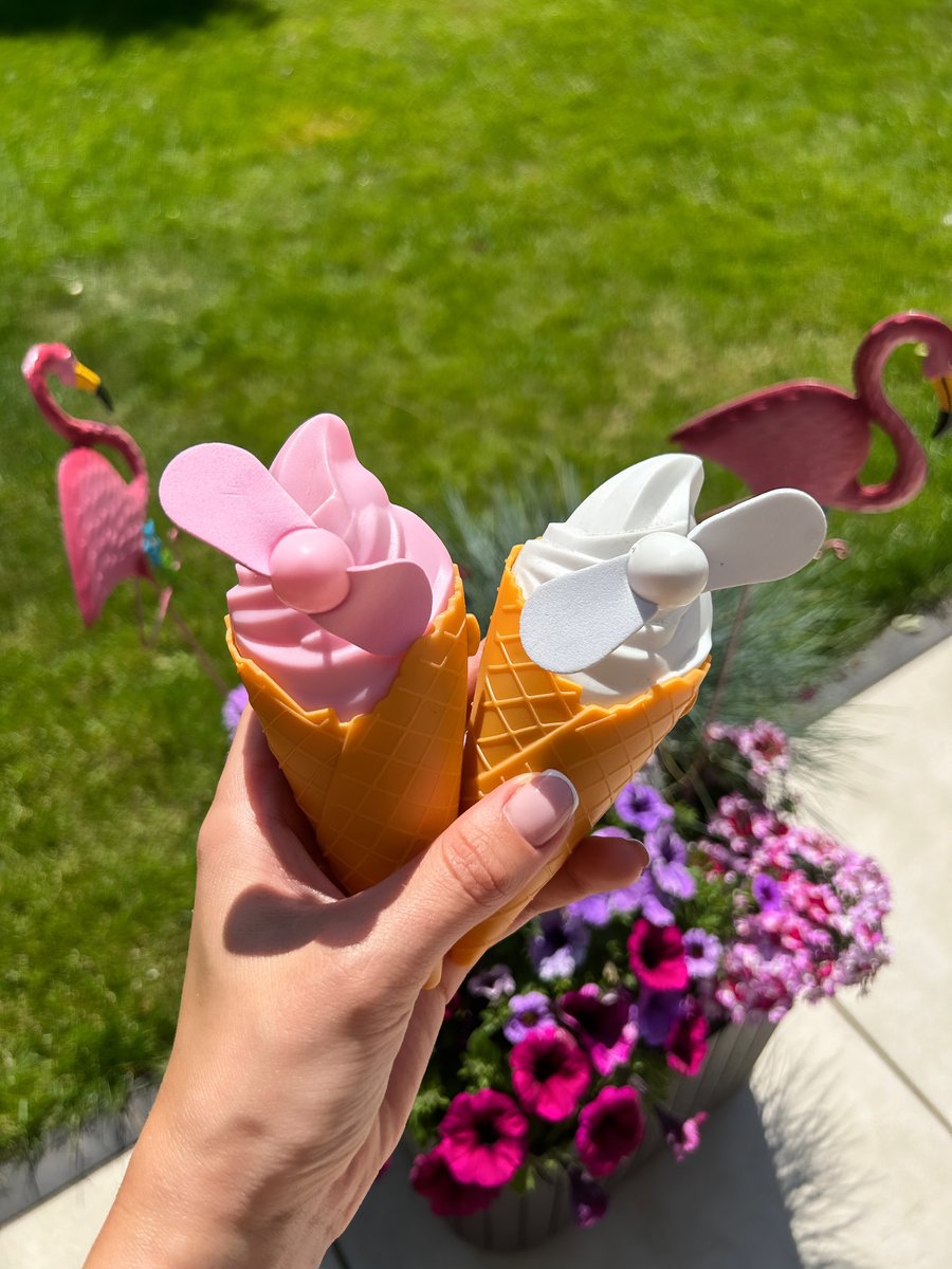 Poundstretcher1's tweet photo. How cute are our mini-fans? 😍We have a wide range of mini fans available, perfect for hot days like this! #minifan #icecreamfan #hotday #travelfan https://t.co/D4bWDlYpRd