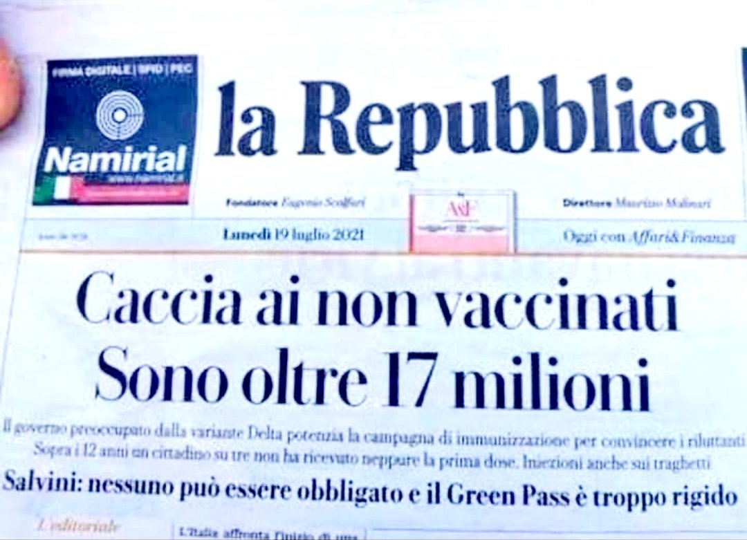 19 luglio 2021...il giornale di regime scriveva questo