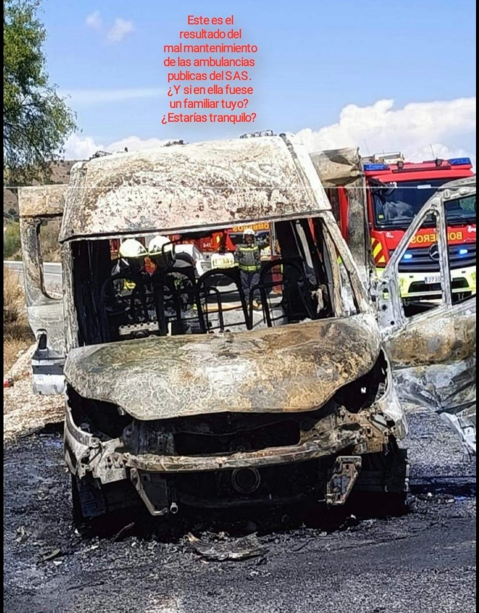 El aire acondicionado de la cabina asistencial averiadas, la mayoría con averias de riesgo de circulación, pero <a href="/JuanMa_Moreno/">Juanma Moreno</a>, <a href="/LinaGarcia_AND/">Catalina García</a> siguen sin pensar en el paciente y poner fin a éste calvario laboral y riesgo para la ciudadania.  Hasta que ocurra alguna desgracia.