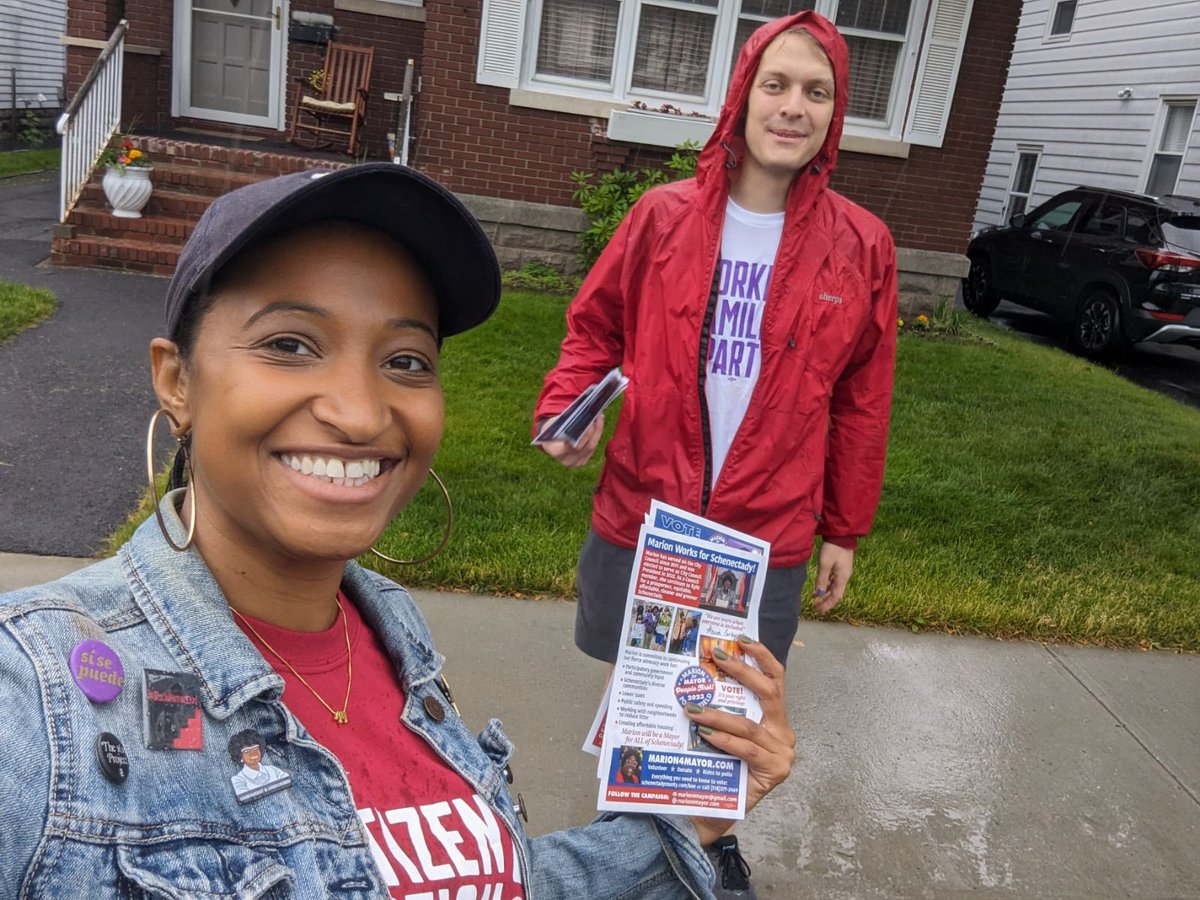 A little rain can’t slow us down! Any day is a good day to be talking to voters about <a href="/mporterfield_ny/">Marion Porterfield</a> !! Please make a plan to VOTE in the WFP and Democratic primary this Tuesday 6/27!