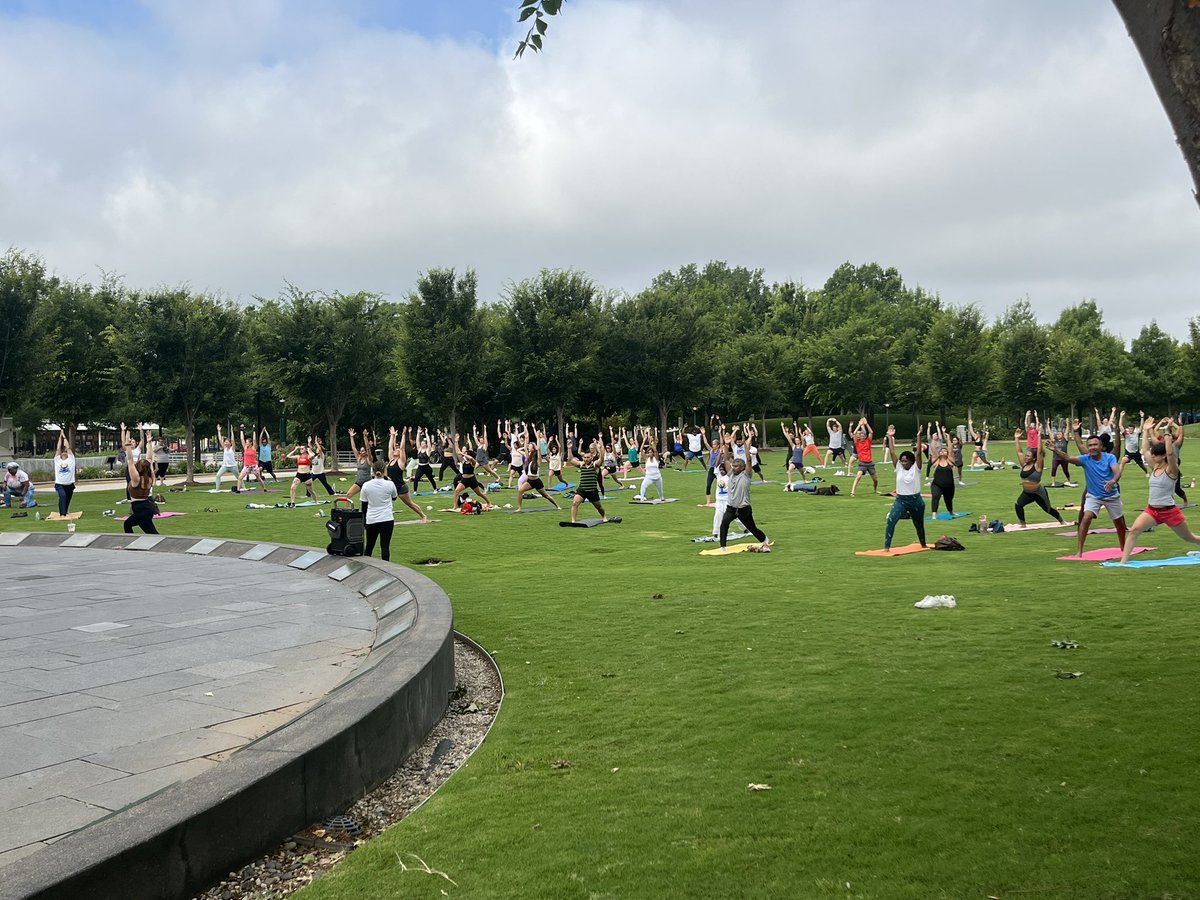 We had such an amazing start to the morning celebrating International Yoga day at the Myriad Gardens! Thank you so much to the yoga instructor @yogawithale_ for putting on a great and FREE event for all!