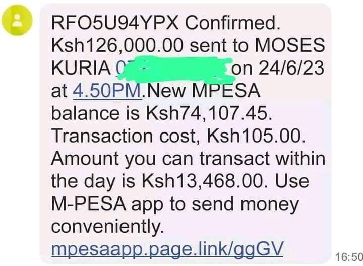 UPDATE: 

Comedian Eric Omondi has refunded CS Moses Kuria Kshs 126,000, the money he had used to sponsor his trip to the US.

This comes After Kuria expressed regret over his support, the funnyman decided to avoid future embarrassment by returning the funds.