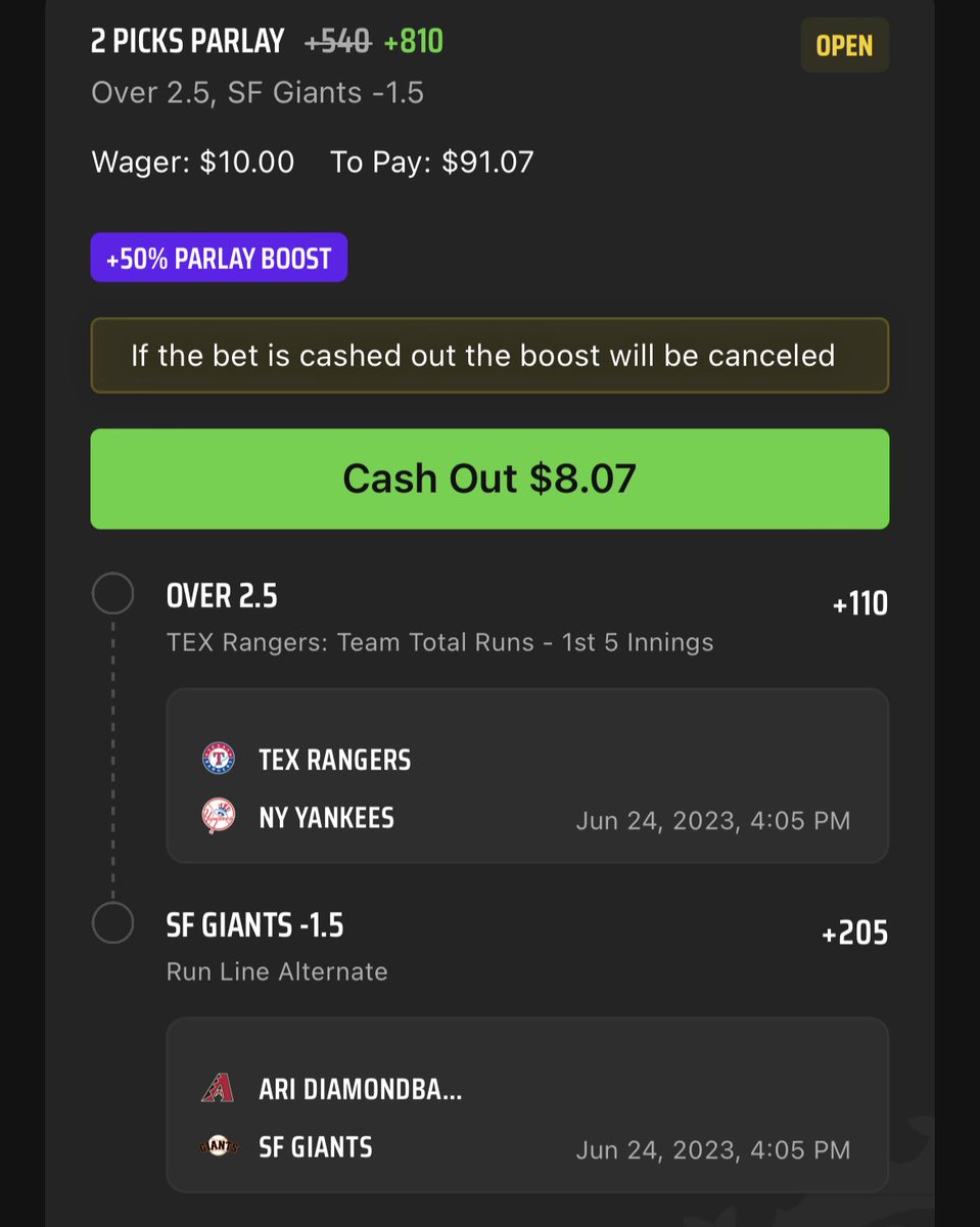 DK 50% MLB boost, 47% EV, 1.5u QK

Lines found using @OddsJam +EV tool