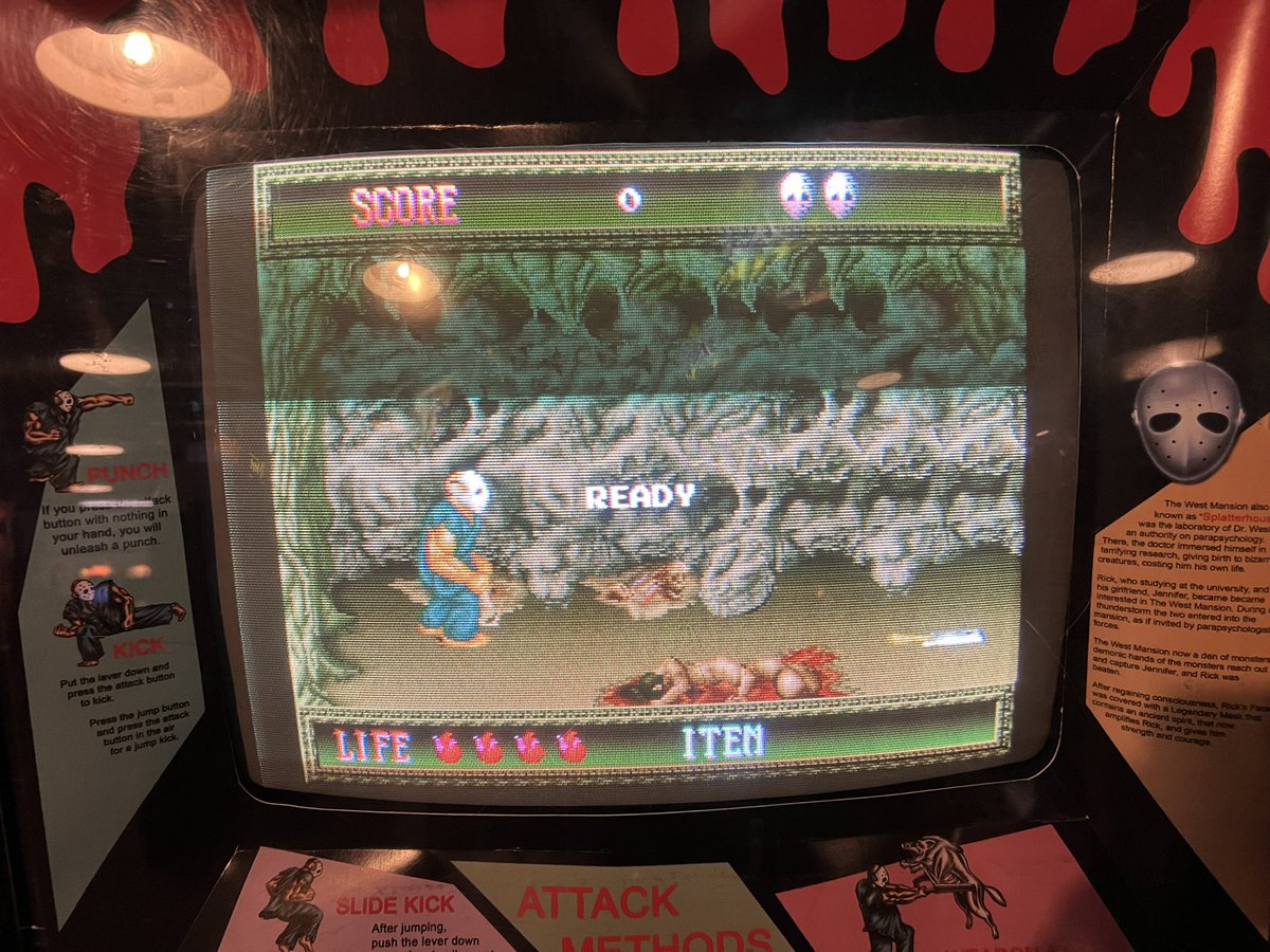 New #splatterhouse cabinet at #gallopingghostarcade #largestarcadeintheworld #horror #jasonvoorhees #namco #brookfieldillinois #vacationdestination #tg16
 Who’s played it?