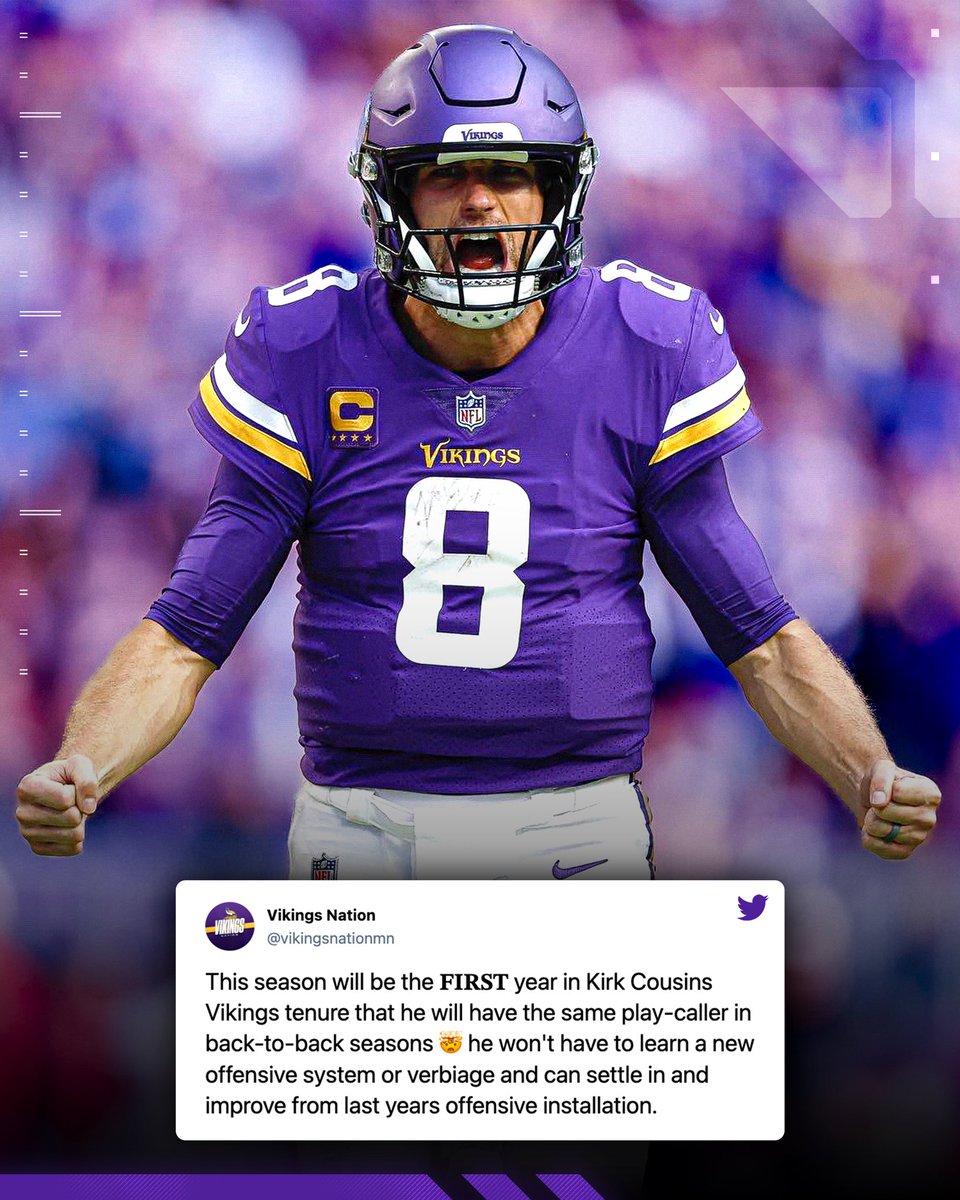 This is HUGE for both the #Vikings and Kirk Cousins. QB1 is about to be even more dialed in 🔒🔥 #skol