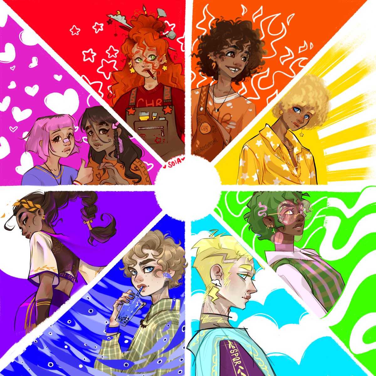 Riordanverse color wheel challenge but I’m once again, really basic with the colors! It’s time for both of the blues!!

I am sad of not being able to add some ppl that were really fitting for some colors?! But this was fun, I hope u like it! Thanks everyone for the suggestion