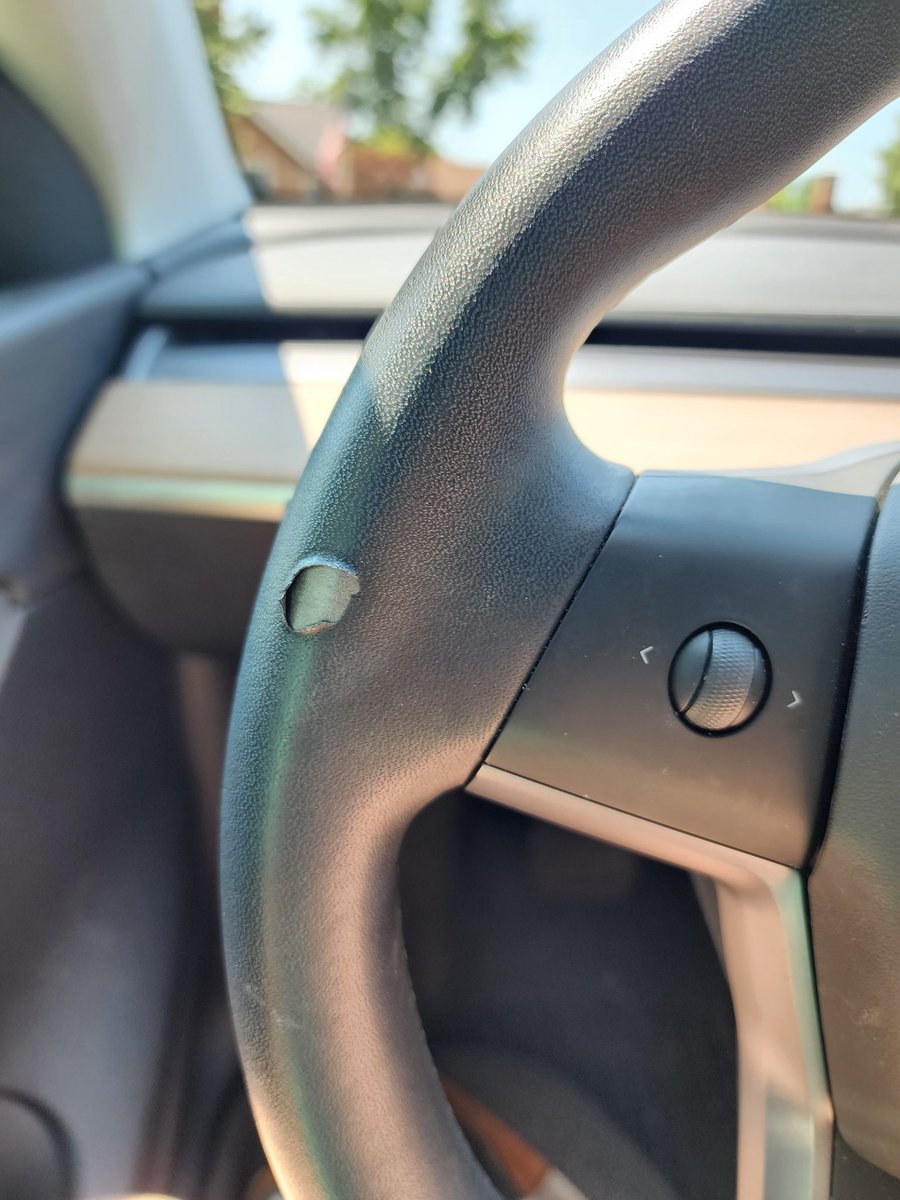 Hey <a href="/BeardedTesla/">Bearded Tesla</a> any suggestions on how to fix/cover this? Started as a tear and has been expanding