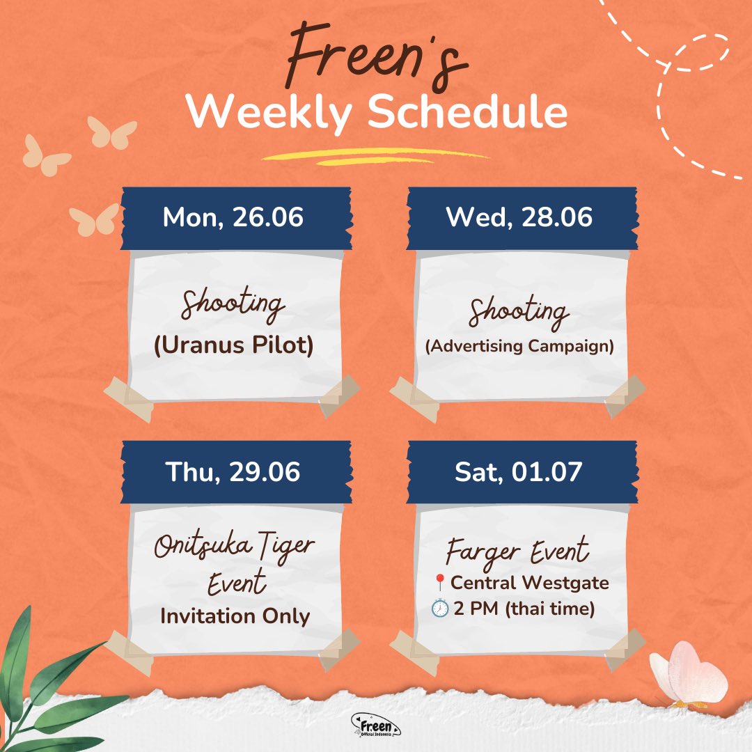 Freen’s weekly schedule 

#srchafreen #idolfactoryTH