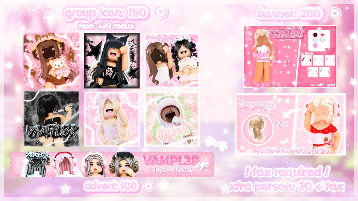 sallywally on Twitter: "🎀 GFX commission sheet 🎀 • payment = robux • dm