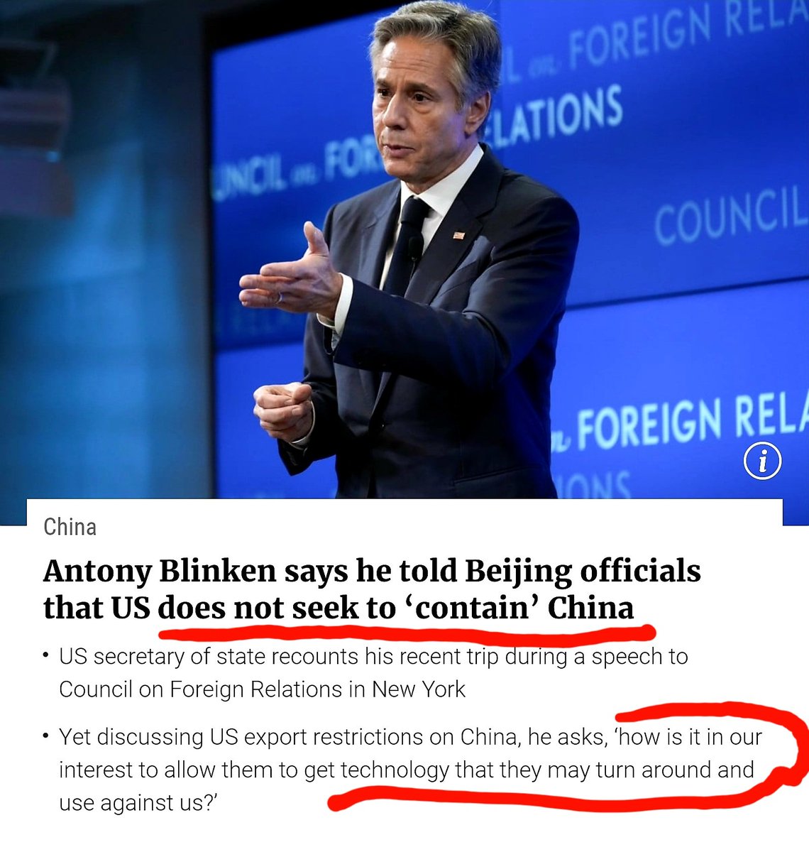 Secretary Muddledmind, a.k.a. Blinkers of the Forked Tongue, strikes again. 

The man is either schizophrenic, or simply doesn't know what he is saying or even wants to say.

That's why Beijing thinks he's a cheap court jester.

The real problem could be the Biden regime's own…
