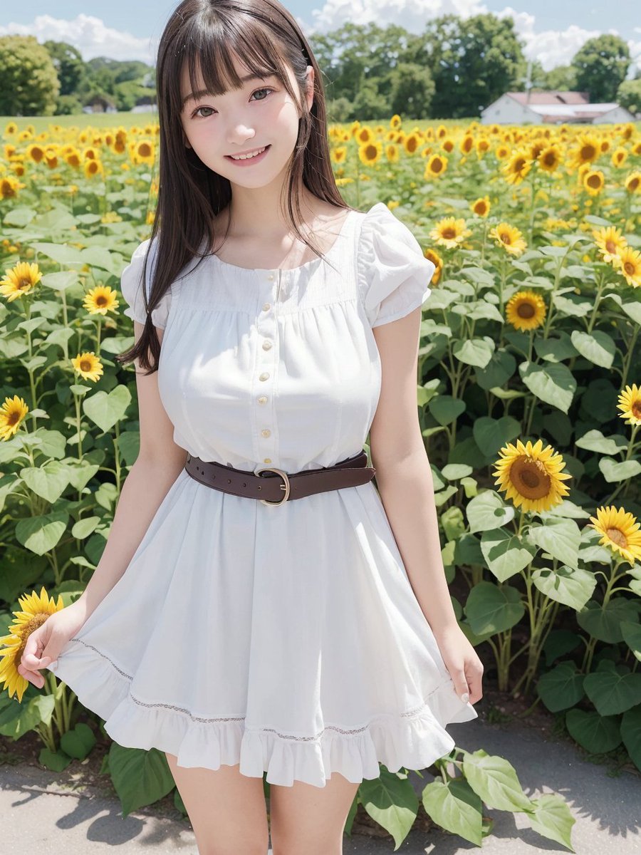 chatto_jp's tweet photo. 7月に入りましたね！夏を先取りしてひまわり畑に来てみま��た！
#AIart #AIphoto #AIグラビア #stablediffusion https://t.co/s1P12bLbJE