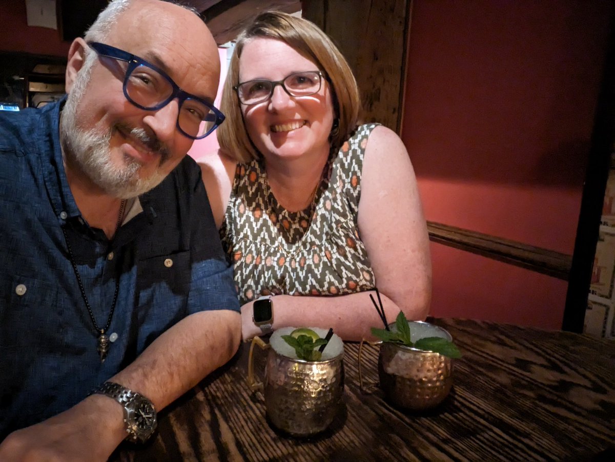 This week marks 20 years of wedded bliss. We went out to celebrate. This is a rare picture of us having a drink out on the town having left our reasons for drinking at home. ❤️❤️❤️