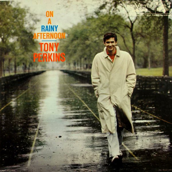 HollywoodComet's tweet photo. In addition to his acting career, Anthony Perkins also sang. He released four records between 1957 and 1964. 
This is the cover to his 1958 album, "On a Rainy Afternoon."
#SummerUnderTheStars https://t.co/ifklYkyYsb