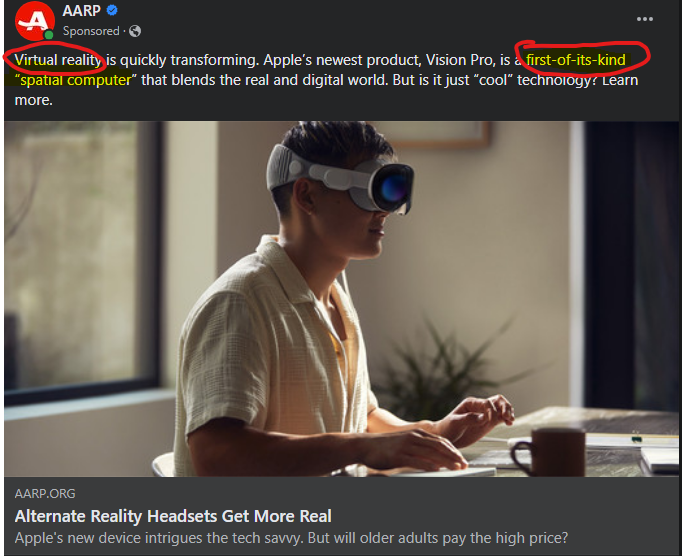 I was wondering when this crap would start...

A) <a href="/apple/">Apple</a> is not first with this tech by a damn mile!

B)  VP can't do immersive #VR experiences without 
       having controllers and room scale so it's not a VR 
       headset!

It's only gonna get worse from here on out! []-/