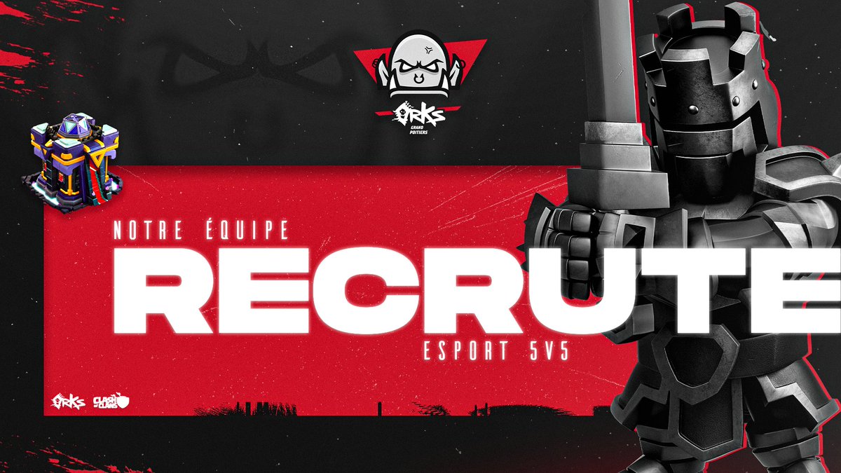 Nous recrutons 1 ou 2 joueurs expérimenté pour finaliser notre équipe 5v5 actuellement occupé par : IOwnUFrench, Bouh, Anto, Muczeer, Shooteurs et MrBro. 
Pour tout question, contactez @TOgeyman ou ch0ka sur Discord.

<a href="/orKsGP/">orKs Grand Poitiers</a> <a href="/CoCEsports/">Clash of Clans Esports</a> #WeAreHorde