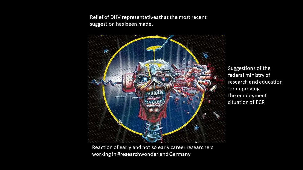 Recently I came across this picture on an Iron Maiden t-shirt. It reminded me of the current discourse on ECRs in Germany (#IchbinHanna). The corresponding title is "Can I play with madness?" #MindTheGapTalentsMayLeave #Ciao_DHV