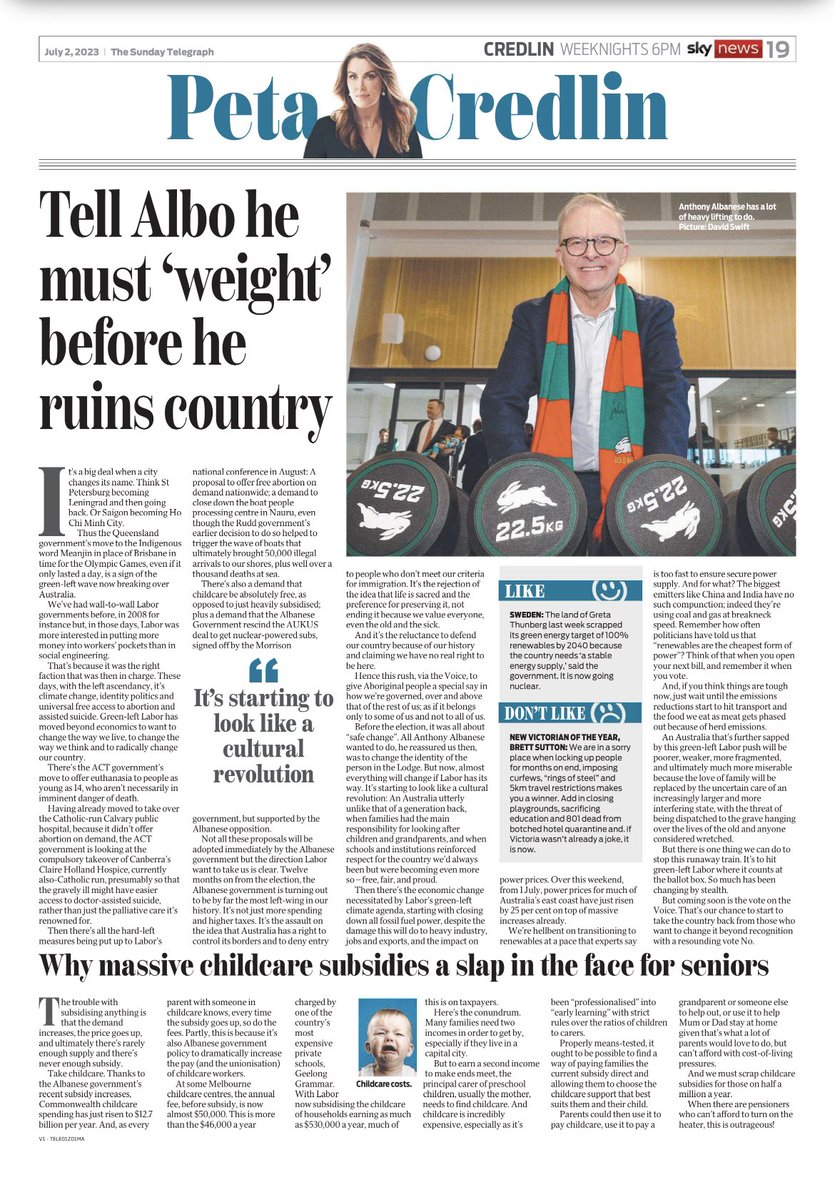 RodS108443078's tweet image. PETA CREDLIN: We’ve had wall-to-wall Labor governments before, in 2008 for instance but, in those days, Labor was more interested in putting more money into workers’ pockets than in social engineering.