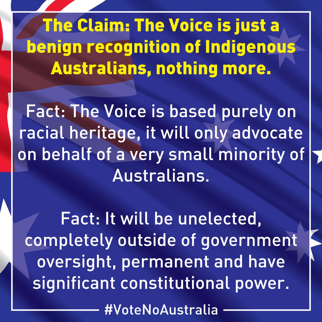 ShazbuzJames's tweet image. As Peter Dutton stated this morning, if Australians could vote for Aboriginal recognition only in the Constitution, nearly 100% would agree. 
The Voice recognition in the Constitution is another story and will be the undoing of the Yes Vote.
I agree.  Vote No.