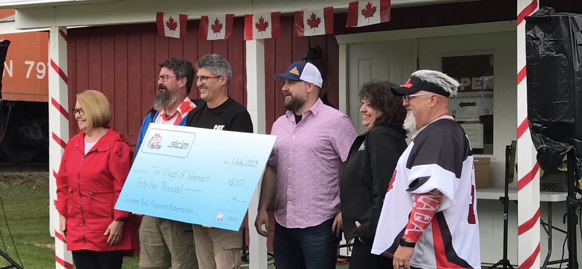 OwenTorgerson's tweet photo. It’s all about partnerships! This Canada Day came with a bit of a boost from @LedcorGroup #Sicim - much gratitude to their employees who raised $45k for playground upgrades at Centennial Park in #Valemount https://t.co/Gm7skHJG5Y