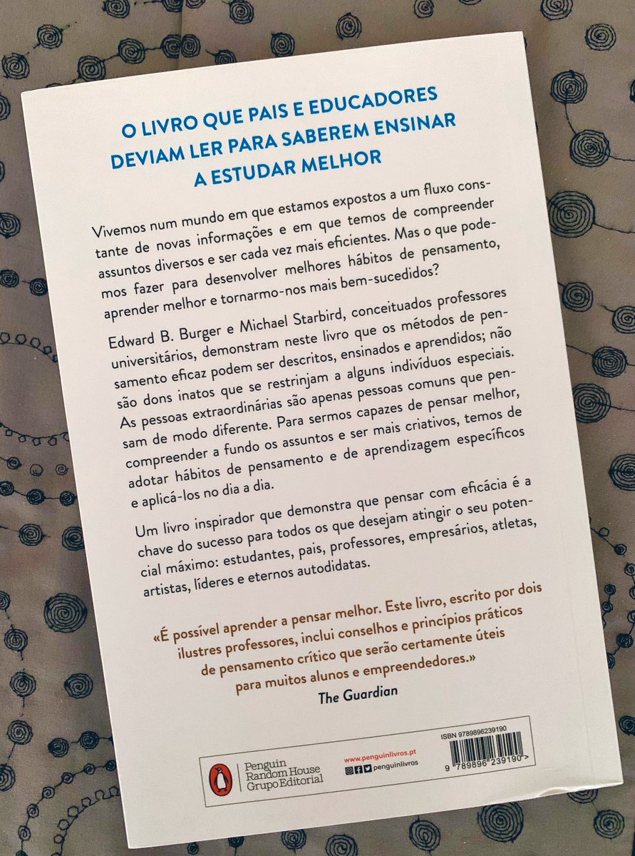The Portuguese edition of <a href="/5Thinking/">Elements of Thinking</a> was just published by @PenguinLivrosPT.  I can’t wait for a book signing event in Portugal. Until then… 
               «Aproveite o livro!»