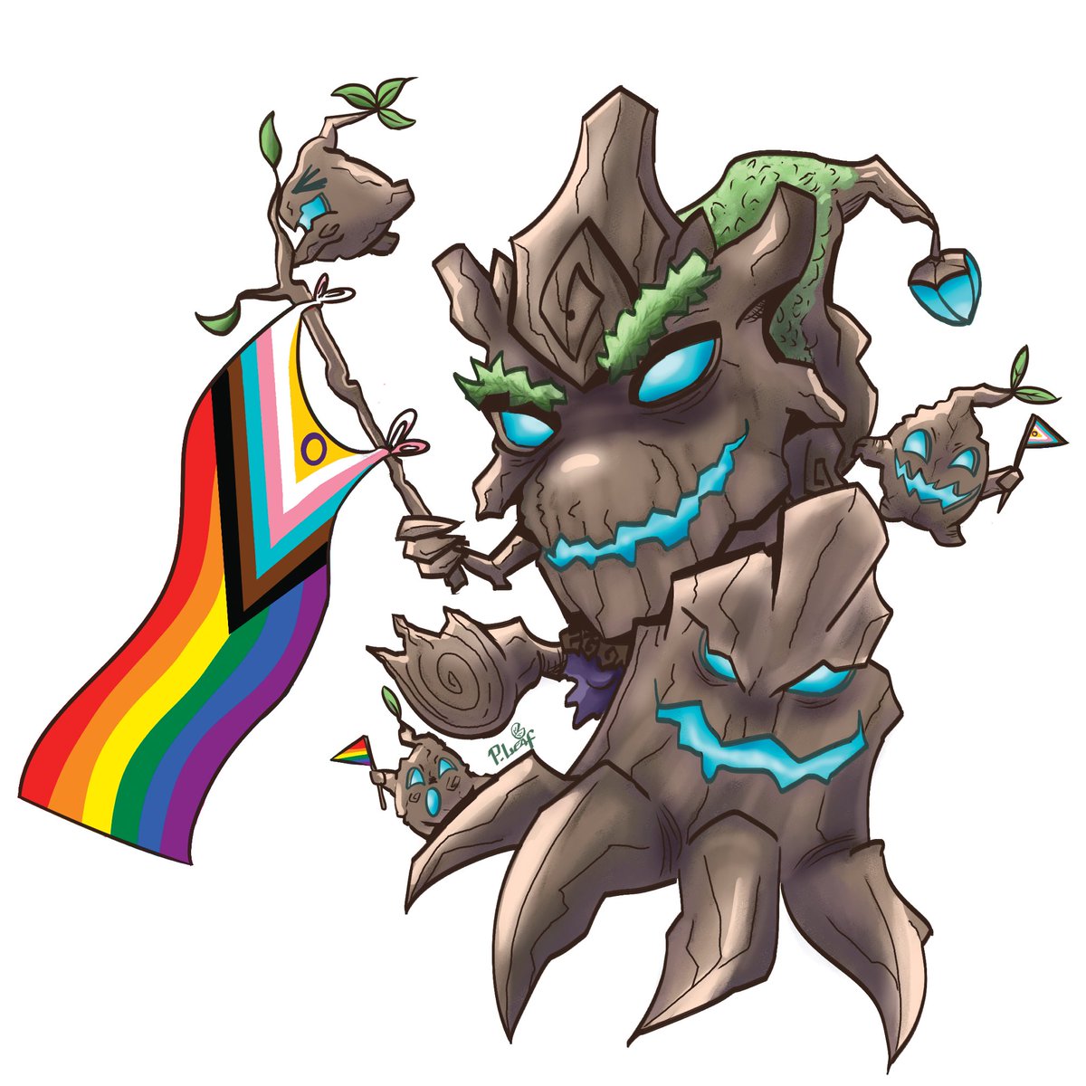 Lefiex's tweet image. Maokai  is one of my personal favorite. Im glad I had the chance to draw him💚 
#Maokai #LeagueOfLegends  @LoLPrideChibis