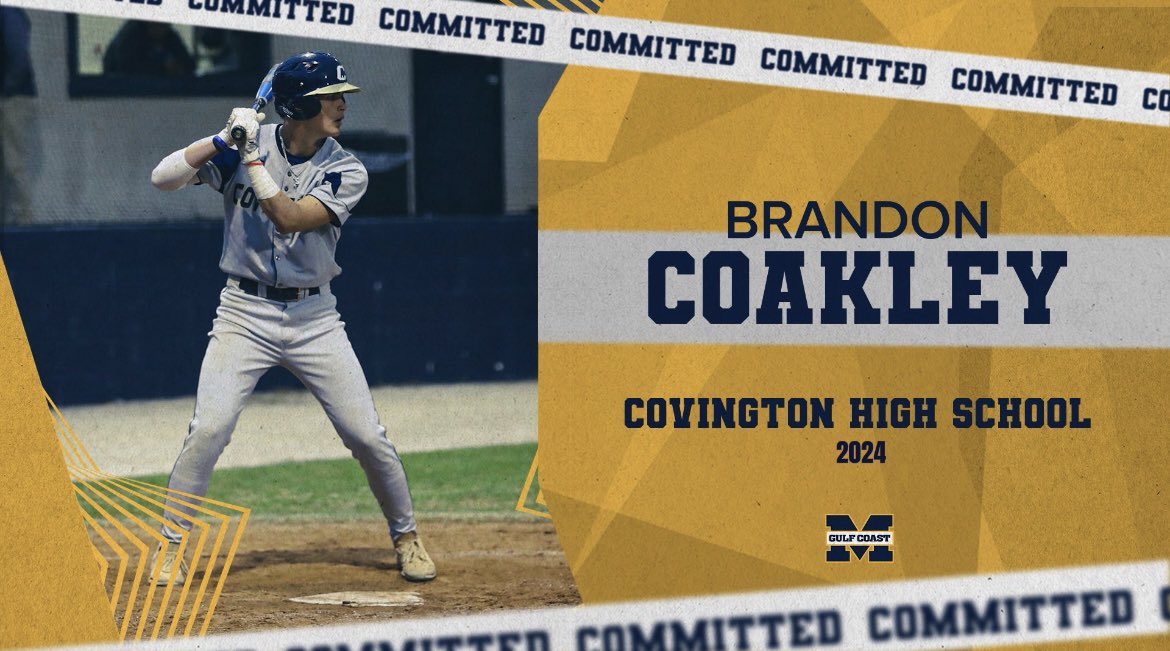 Coakley5_'s tweet photo. Blessed to announce that I will be continuing my academic and athletic career at Mississippi Gulf Coast Community College! None of this would be possible without my family, coaches, and teammates! @MGCCC_Baseball @rckell @ZachAllen40 @Nola_Baseball @Marionthecoach @CovingtonBSB https://t.co/gK373b4Ris
