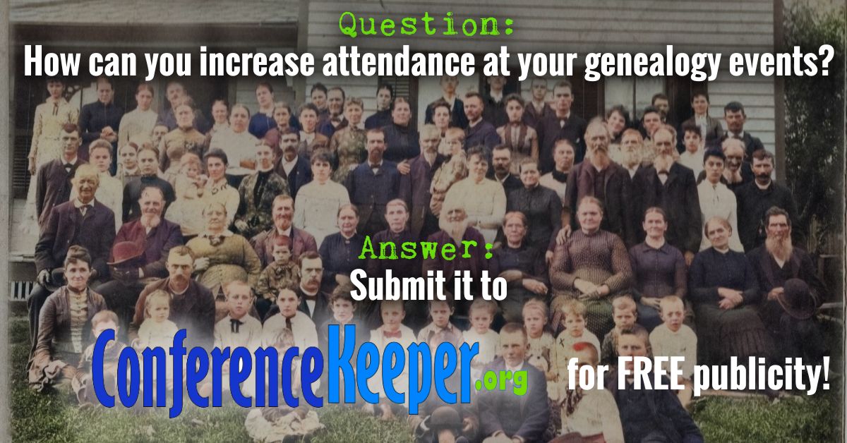 Please share ConferenceKeeper.org with your local #genealogy library or society! We're happy to promote  genealogical and family history society events for free! conferencekeeper.org #familyhistory #genealogicalsociety #DNA #ancestry #research #share #RT #free #genevent