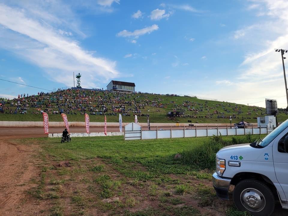 A gorgeous night for some American Flat Track Racing!   

Opening ceremonies are underway and heat action is staged.  If youre in attendance we hope you enjoy your evening at West Virginia Motor Speedway.