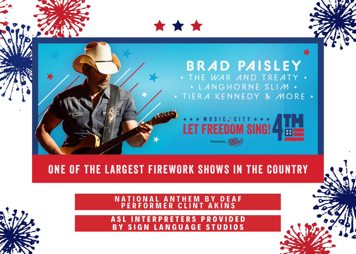 amydawn77's tweet photo. We can officially announce that there will be a Deaf Performer on stage for the National Anthem at the July 4th celebration! Come out and support Clint Akins! @visitmusiccity @SLSNashville 

#asl #nashvillejuly4 #deaftalent #DeafPerformers #EqualAccess #MakingMusicCityAccessible https://t.co/Kiw4mnqu96