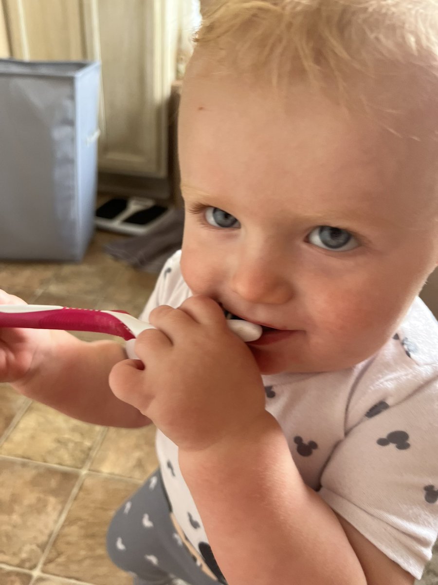 beckburkhardt's tweet photo. i told mom i’m old enough to brush my own teeth, sheesh https://t.co/jJ6ljLRbZt