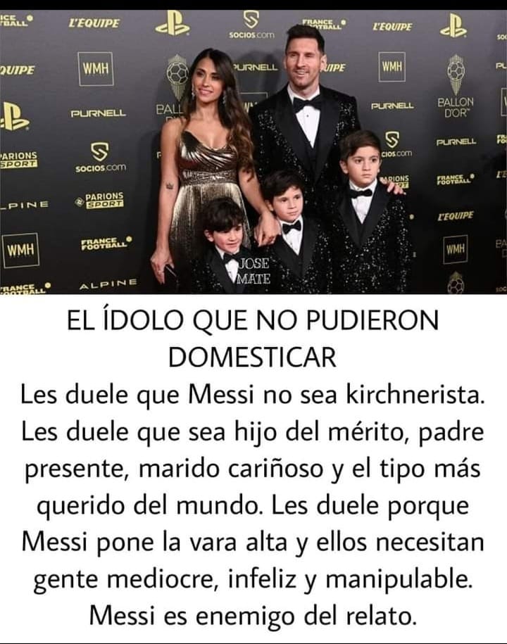 Vaya mi más profunda admiración para quien haya escrito lo que aparece debajo de  la foto de la familia Messi. No tengo palabras para elogiar tan maravilloso análisis. Mis respetos Amigo.