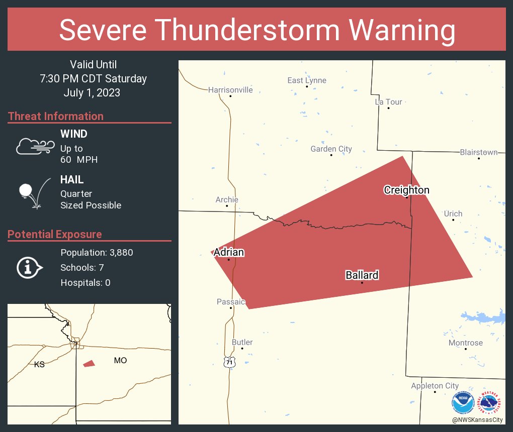 NWS Kansas City on Twitter "Severe Thunderstorm Warning including