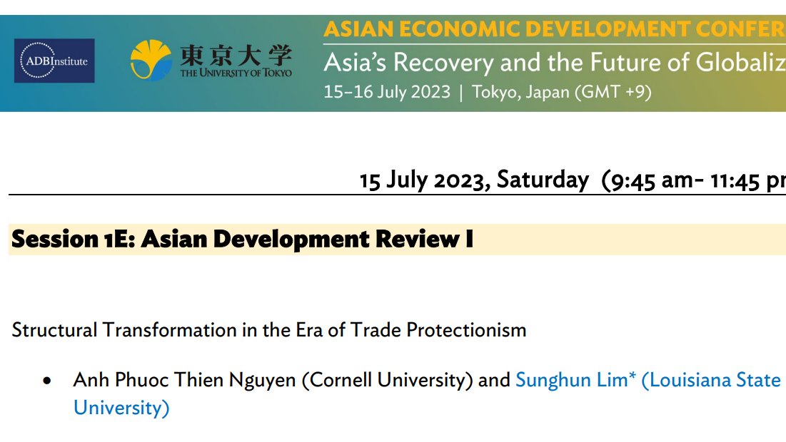 Sunghun_Lim's tweet image. Excited to present at @ADB_HQ and share insights on #StructuralTransformation in the Era of #TradeProtectionism #Tradewar. Thanks to @ADBInstitute for hosting our research. 
Join me if you&apos;re around @UTokyo_News!