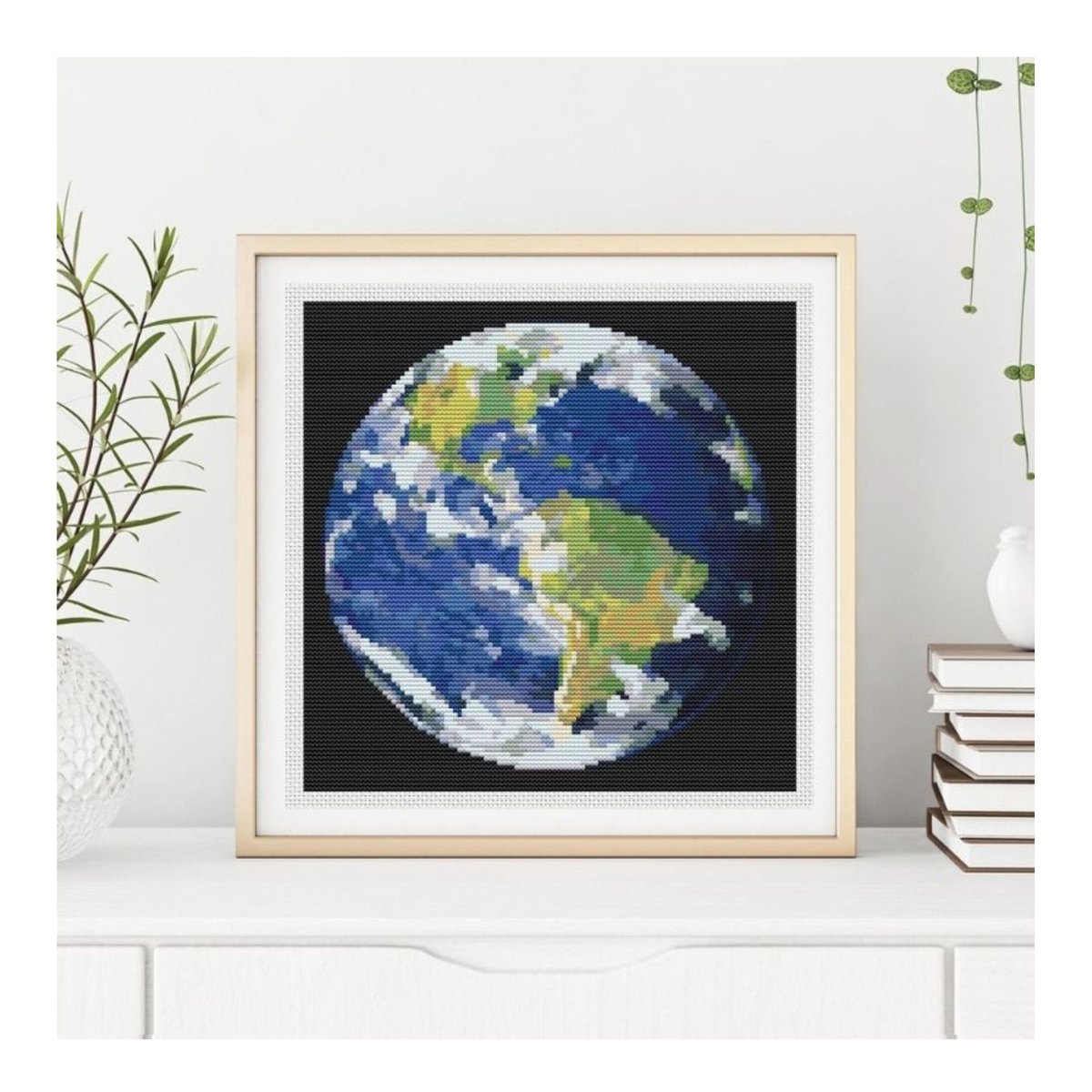 DIY Space Embroidery Kit | Earth Cross Stitch Kit | Planet DIY Craft Kit | Planetary Series etsy.me/44tMqJJ #crossstitch #blue #green #minicrossstitch #crossstitchkit #earthcrossstitch #planetcrossstitch #embroiderykit #spacecrossstitch