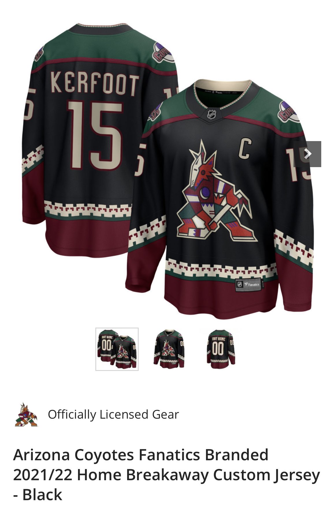 NHL Arizona Coyotes Custom Name Number 2021 Breakaway Jersey T-Shirt