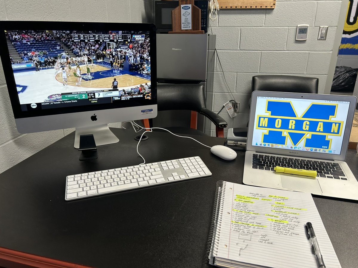 Finally set up! Preparation is key. 
Week 1 Off-season breakdown for workouts and watching UCONN vs Vermont RD 1 NCAA Tournament game! It’s time!! Day 1. 🏀💙🐯#GoLadyCougars #TheGrindStartsNow
