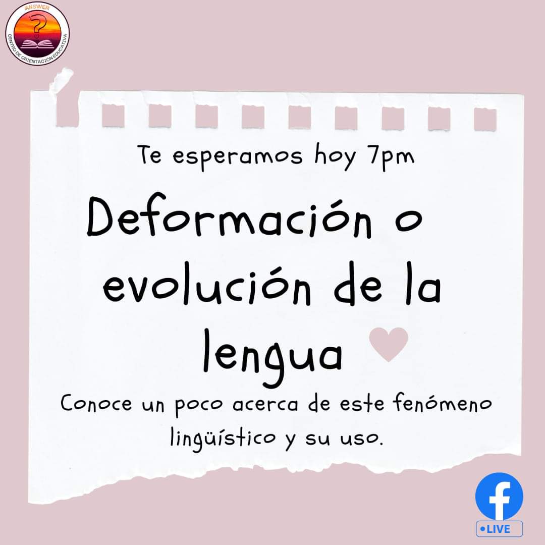 No lo olvides, hoy en #Answergrafía tenemos un live para ti que te ayudará a conocer un aspecto de la lengua que todos usamos, pero pocos podemos nombrar.
Te esperamos a las 7pm en la página de Facebook.✨️
#BeTheSeed #Answer
#Answergrafia