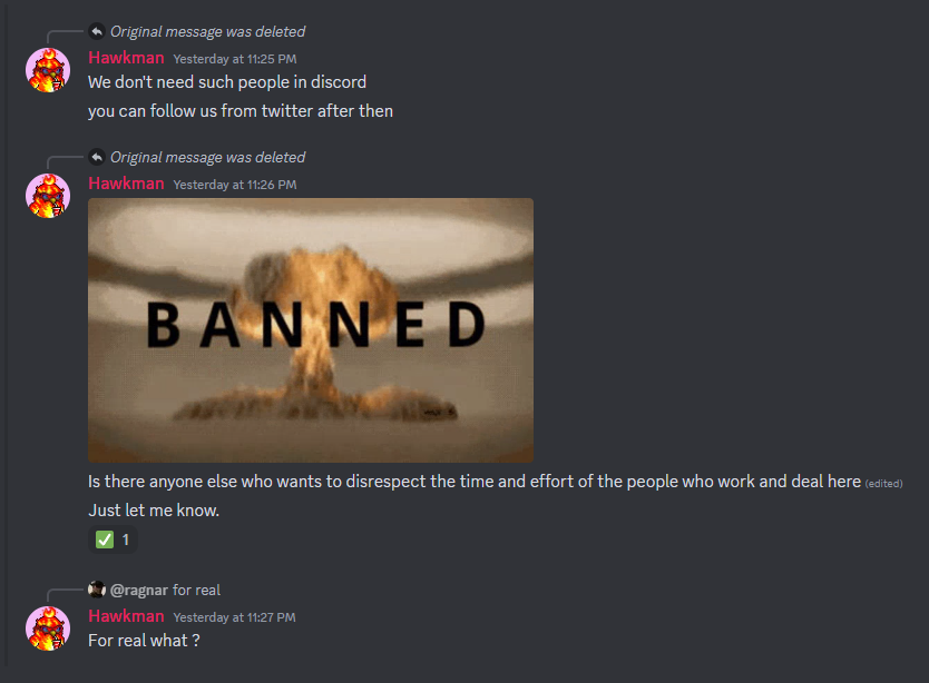 meta_ank's tweet photo. Hawkman and his RUGGED @BIRDYBITES_. Giving everyone a False Hope after Mint Out. One member spoke of what they feel because of the laziness of the project and this dev just banned the heck out of him for telling the truth.
#LAZYDEVS #NOPLAN #FALSEHOPE #HAWKMAN #IS #AN #ASS https://t.co/LRWT5zlany