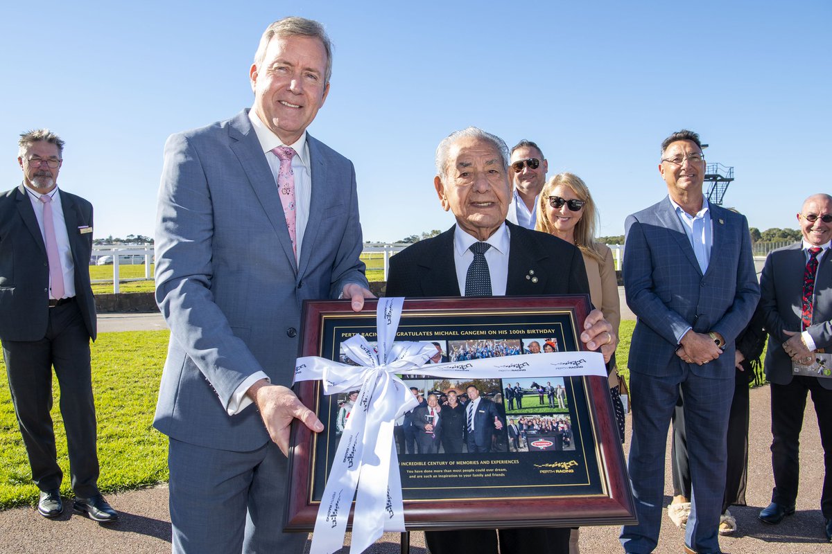 Reece Whitby (@reecewhitby) on Twitter photo 100 and still a thoroughly impressive figure on the track! Congratulations Michael Gangemi on your 100th birthday. Mick has made a remarkable contribution to WA racing, including launching the Roma Cup. <a href="/PerthRacing/">Perth Racing</a> 100 and still a thoroughly impressive figure on the track! Congratulations Michael Gangemi on your 100th birthday. Mick has made a remarkable contribution to WA racing, including launching the Roma Cup. <a href="/PerthRacing/">Perth Racing</a>