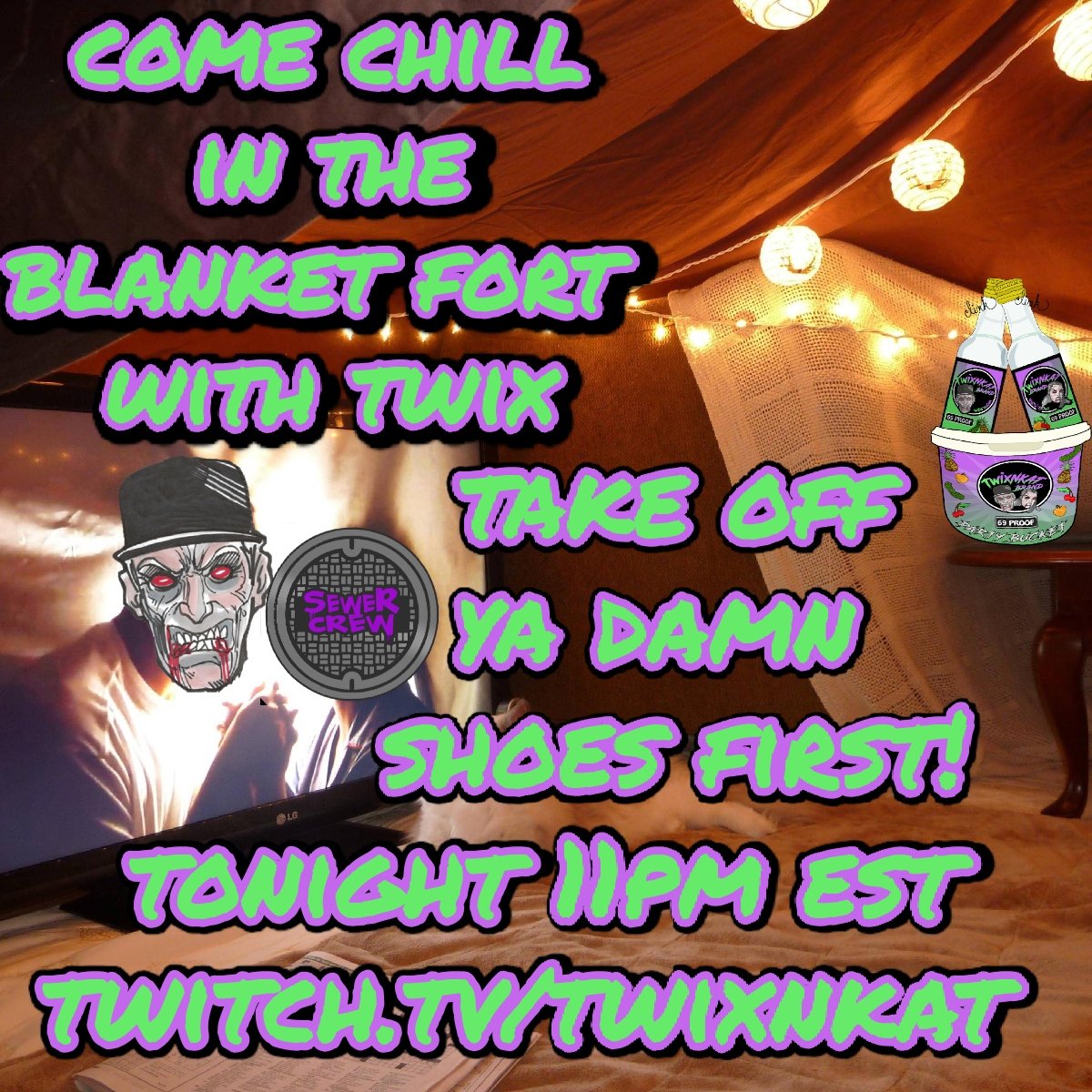 TWIXnKAT's tweet photo. Time to explore the world of cringe tonight! Bring the cringiest videos you have! 11pm EST https://t.co/XEO4THPe2S #twixnkat #sewercrew #twitch #twitchstreamer #twitchaffiliate #blanketfort #cringe #cringestream https://t.co/jJuMggRphT