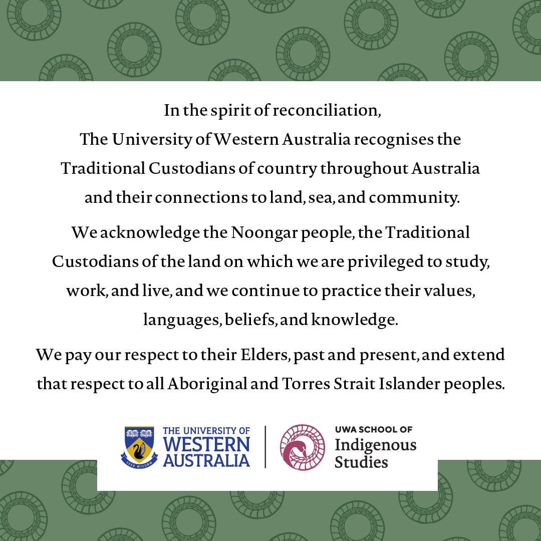 We begin NAIDOC Week with deep respect for the traditional custodians of the Noongar land on which we study, work and live.
This year's theme, 'For Our Elders', reminds us of the strength drawn from their wisdom and experience. #NAIDOC2023 #ForOurElders #NAIDOCWeek #thisisNAIDOC