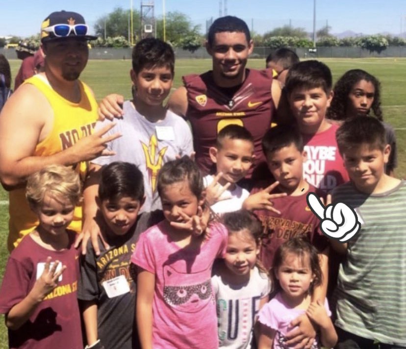 #only_the_strong_apparel shoutout <a href="/ASUFootball/">Sun Devil Football</a> Coach <a href="/ASTATE_8/">D.J. Foster</a> for taking the time to talk to <a href="/DJGuerrero05/">DJ Guerrero</a> about school, football, and youth camp throwback of when they first met. Go Devils!
#djfoster #sundevils #football #ASUalumni 
@Tiger_FB_GHS <a href="/Gilbert_Tigers/">Gilbert High School Athletics</a>