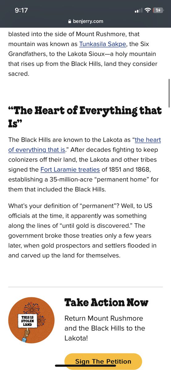 witchytwitchytv's tweet image. I am stunned at @benandjerrys post about Land Back and returning the Black Hills. Usually even the most “progressive” brands will only offer lukewarm land acknowledgments and stop there. Seeing a company this big tell the real truth using this language evokes so many emotions.