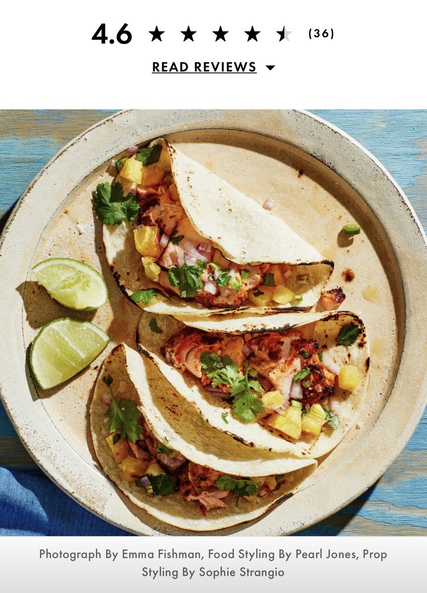 Punchy, vibrant fish tacos via <a href="/bonappetit/">Bon Appétit</a> Pretty sure big wild Copper River sockeye fits the bill perfectly! bonappetit.com/recipe/salmon-…